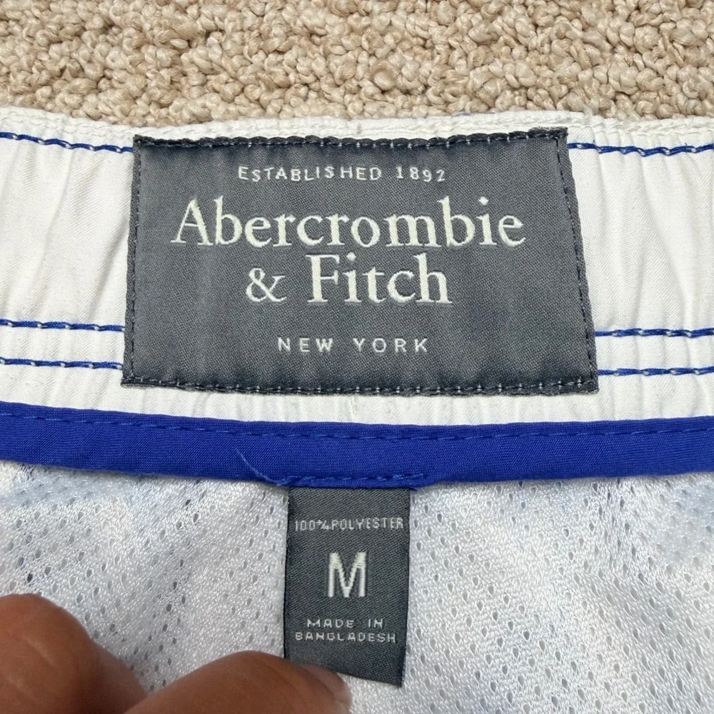 Y2K Abercrombie & Fitch Mens M Blue White Hibiscus Floral Cargo Board Shorts